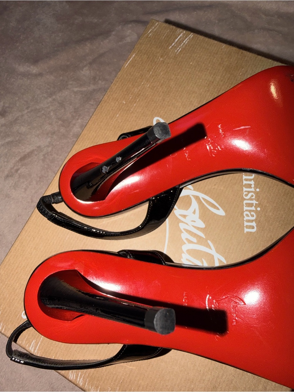 Christian Louboutin Black Patent Slingback Stiletto Sandals - Picture 6 of 8